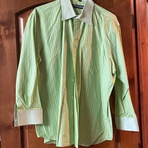 Mens green and white striped dress shirt!